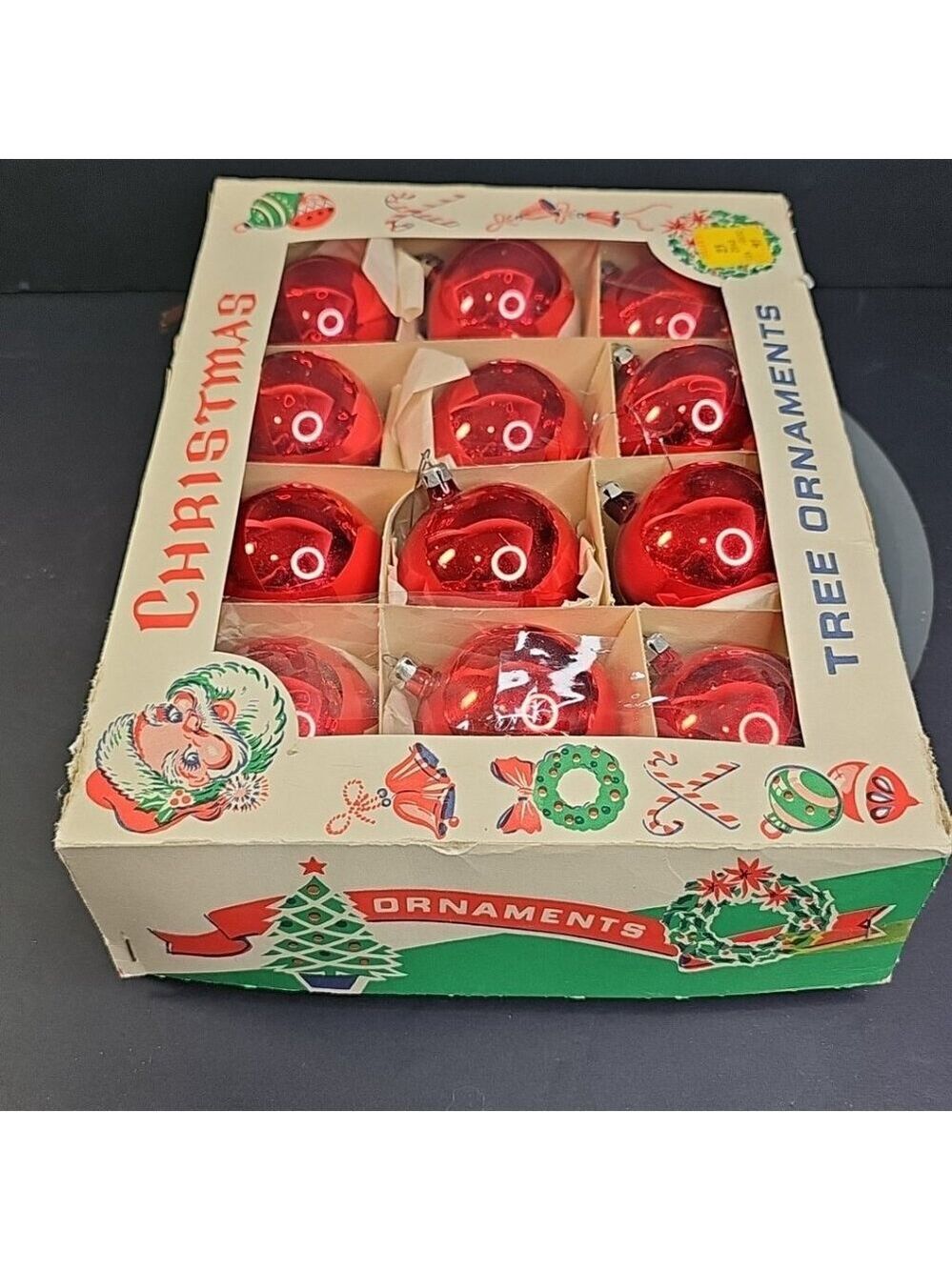 Vintage Poland Christmas Ornaments Baubles Set Of 12 RED Shiny Glass - Picture 15 of 16